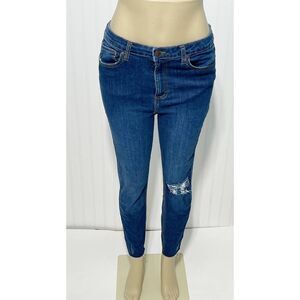 Vibe Style Vibe Distressed Skinny Jean Distressed Denim Knee Medium Dark Wash 15